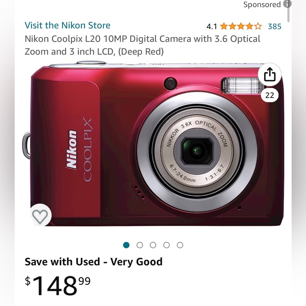 NIKON COOLPIX L24 14.0 MEGAPIXELS 3.6X ZOOM  DIGITAL CAMERA